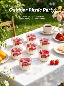 10/20/30/50pcs Mini Double Layer Cream Cups With Lids, Suitable For Yogurt, Ice Cream, Pudding - Multicolor - View 3