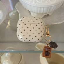Casing Earphone Motif Polkadot Krem + Liontin Biji Kopi, Cocok untuk AirPods 5/ Pro 3/Pro 2/ 4/ 3/1/2, Pelindung Minimalis Lucu untuk Anak Perempuan - Purple - View 10
