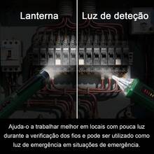 Detector de tensão sem contato, testador de tensão/testador elétrico, AC 12V/48V/70V-1000V, testador de fios com alarme sonoro e lanterna, localizador de fios rompidos. - Verde - Visão 6