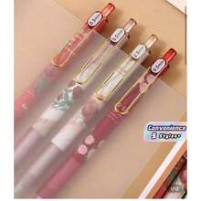 4pcs/Set Random Rose Flower Ballpoint Pens, Retractable Design, Multiple Patterns, Minimalist Printed Pens, Suitable For Weddings, Parties, Daily Use, Gifts, Perfect Valentine's Day Gift For Friends And Family - A - View 5
