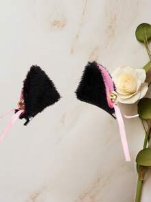 2pcs Black Bell Cat Ear Hair Clips - Black - View 6
