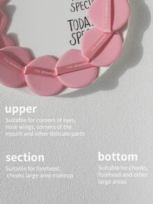 10pcs/20pcs/50pcs Dual-Sided Dual-Effect Makeup Sponge Puff, Wet & Dry Use, Pink Water Drop Shape, Ribbon Printed - Pink - View 5