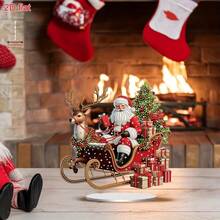 1pc 2D Acrylic Flat Santa Sleigh Pattern Acrylic Ornament, Suitable For Living Room, Office, Desk - C - View 7