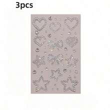 5/3/2/1pcs Face Mask Decorative Stickers, Silver Crystal Heart Bow Star Rhinestone Face Gems, Self-Adhesive Shiny Diamond Stickers, Y2K Glitter Paste Gems, Suitable For Self-Care Gems, Self-Adhesive Shiny Diamonds - Multicolor - View 14