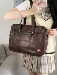 Korean Style New Pillow Handbag, Retro Shoulder Bag, Large Capacity Tote Bag For Work Commute, No Pendant Included, Pendant Is For Styling Only, Vintage - Mocha Brown - View 4
