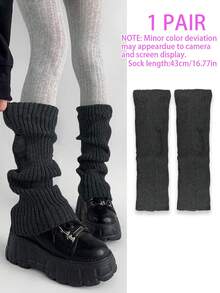 STAR RIVER 1 Pair Autumn/Winter Hollow Knit Leg Warmers, Y2K Hot Girl Style Personalized Calf Leg Warmers, Grey/Black/White - Multicolor - View 13