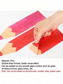 1/9pcs Double Sided Watercolor Pencil Window Stickers,Home Wall Stickers,2D Flat Colorful Pencil Window Stickers,Colorful Pencil Window Decals For Back To School Season,Glass,Blackboard Crayon Decoration Wall Decoration,Balcony,FloorToCeiling Windows - Multiple Styles - View 6