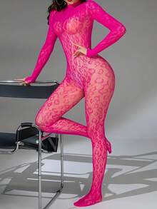 Lingerie Set/Role Play Costume, Camisole, Fishnet Jumpsuit, Elastic Fishnet Lingerie Jumpsuit, Bikini Suitable For Women And Girls - Rose Red - View 7