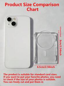 1pc Magsafe Magnetic Transparent Wallet Card Holder Stand, Compatible With All Phone Models Magnetic Card Sleeve Phone Case Card Slot Protective Cover - Clear - View 3