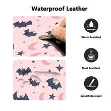 Pastel Pink Bat Moon Star PU Leather Large Mouse Pad, Waterproof Extended Desk Mat, Kawaii Aesthetic Table Protector, Halloween Desktop Decor Gift For Girls - View 6