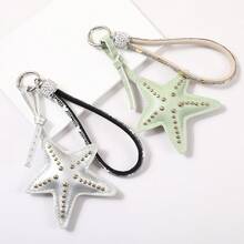Korean Double-Sided Willow Nail Punk Starfish Keychain Sweet Hand Rope Hanging Decoration Fashionable Versatile Bag Pendant Keychain - Multicolor - View 5