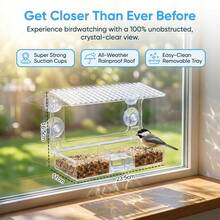 Window Bird Feeder With Clear View – Strong Suction Cups, Easy-Clean Tray - 25L X 10W X 16.5Hcm - View 4
