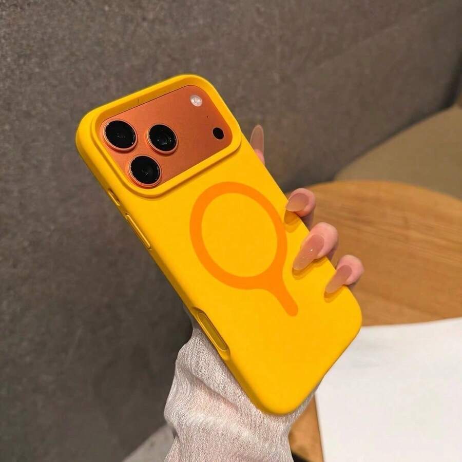 Dopamine Color Liquid Silicone Magnetic Phone Case Compatible With IPhone 18 Pro Max 17 16 15 14 13 Wireless Charging Soft Back Cover - Sunflower - View 1