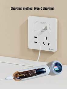 冷熱臉部美容儀 1800mAh 紅藍 LED 光療按摩器,熱敷促進吸收、冷敷收縮毛孔,家用臉部護膚美容工具 - 彩色 - 查看 8