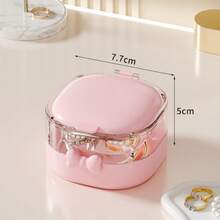 1pc Portable Bow-Shaped Double-Layer Jewelry Box With Mirror Lid And Sealed Dust-Proof Compartment, Compact Storage Box For Bracelets, Rings, Necklaces, Suitable For Travel, Desktop Or On-The-Go Use - Multicolor - View 11