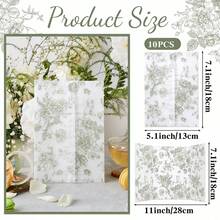 5x7 Green Floral Sketch Pattern Vellum Jackets, Thick Matte Semi-Transparent Pre-Folded Invitation Covers, Wedding Birthday Party Invitation Wraps For Event Decor - Multicolor - View 11