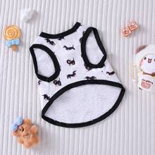 1pc Autumn/Winter Pet Vest - Kitten/Puppy Pet Clothes, Thermal Lined Warm Dachshund Pattern Design, Equipped With Leash Connection Ring, Suitable For Extra Small, Small And Medium Breed Dogs, Fun Design, Comfortable Fit, Perfect Choice For Anniversary Gift - Multicolor - View 5
