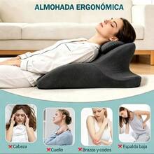 Almohada Grande de Espuma de Memoria Tipo Cuña, Cojín Inclinado de Respaldo para Cama, Soporte Ergonómico para Dormir, Descansar y Leer - Gris oscuro - Ver 2