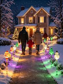 Christmas Solar Stake Lights, Santa Claus Snowman Christmas Tree Shaped LED Yard Lights, 8 Lighting Modes, IP65 Waterproof, Auto On At Dusk, Solar Powered Outdoor Christmas Decoration, Suitable For Garden Lawn Yard Patio - Multicolor - View 3