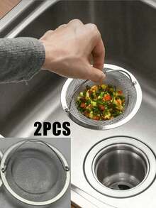 Sink Strainer With Handle, Rust-Resistant Fine Mesh Design, Universal For Kitchen And Bathroom Drains, Traps Food Residue And Hair To Prevent Clogging, Easy Drainage, Durable, Vegetable Washing Household Accessory - A - View 12