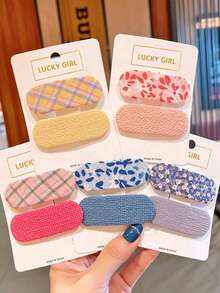 14pcs/Set Girls Toddler & Big Kids Colorful Fabric BB Hair Clips, Sweet & Cute Bubble Hair Clips, Simple Versatile Hair Accessories Hair Clips (Cardboard Backing Style Randomly Shipped) - Multicolor - View 4