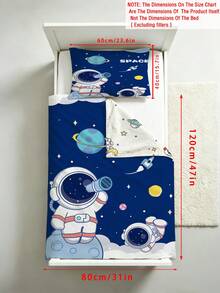 2/3pcs Deep Blue Astronaut Theme Children's Bedding Set, 100% Polyester 3D Double-Sided Printed Cartoon Pattern, Suitable For Boys And Girls (Filling Not Included), Also Suitable For Children's Room And Student Dormitory - Multicolor - View 17