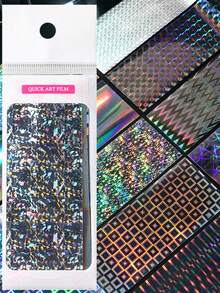 10Pcs Holographic Nail Foil Transfer Stickers, Silver Laser Geometric Pattern Nail Art Decals,Autumn Winter Holiday Iridescent Metallic Nail Transfer Foils For DIY Manicure Nail Decorations - Multicolor - View 13
