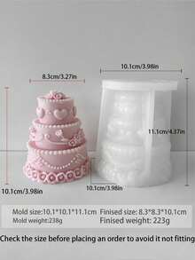 1pc Mini 3D Floral Embossed Cake Shaped Candle Mold/Handmade Soap Mold, For Valentine's Day | Birthday Party Romantic Home/Party Decor - White - View 8