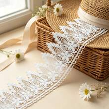 Retro Embroidered Lace Ribbon Tassel Lace Trim, 3.5 Inches Wide. Lace Decorative Technique. Suitable For DIY Embroidered Bed Skirts, Wedding Party Decorations, Jumpsuits, And Craft Decorations | Embossed Design | Decorative Item - Multicolor - View 11