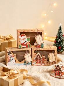 27pcs New Christmas Kraft Paper Window Gingerbread Gift Box, Creative Candy Gift Box, Santa Claus, Snowman And Gingerbread Man Pattern, Suitable For Christmas Birthday Gift Box, Christmas Party Planning, Home Baking Enthusiasts, Holiday Gifts - Multiple Styles - View 11