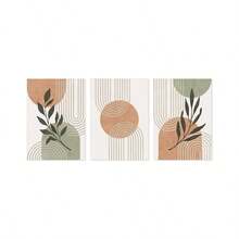 3Pcs Boho Abstract Geometric Canvas Wall Art, Neutral Earth Tone Arch Line Botanical Prints, Mid Century Modern Poster For Living Room Bedroom, Home Decoration, Posters & Prints, Frameless - 327 - View 14