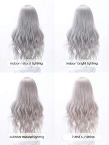 alicegarden 30-Inch Long Synthetic Wig Featuring A Natural Straight Style A Stunning Grey. Designed With Bangs , This False Hairpiece Is Perfect For Ms Daily Party Cosplay Use, Offering A Natural And Natural Durable Wig Gift For Ladies. - Grey - View 10