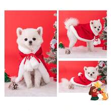Pet Dog Winter Warm Clothes, Red Riding Hood Cape, Christmas Pet Cat Hooded Cloak Apparel Halloween Halloween Costumes - Red - View 7