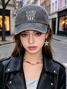 1/2pcs DOG GOT ME Print Washed Baseball Cap,Classic Casual Vintage Soft Adjustable Sun Protection Hat,For Outdoor Sports Daily Wear Party Travel Gift - Multicolor - View 3