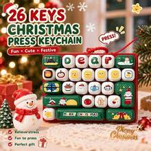 26-Key Christmas Element Happy New Year Gift, 26-Keycap Keychain Christmas Keyboard, Keychain, Stress Relief Keychain, Clicker, Button Bag, Christmas Charm, Mini Keyboard Fidget Christmas Sensory Stress Relief Backpack Pendant - Multicolor - View 2