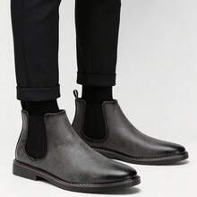 Men's Casual Chelsea Boots, Business Commute Shoes - Dark Grey - View 8