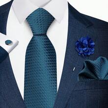 AlanKing Classic Men's Striped Tie, Pocket Square, Cufflinks & Lapel Pin 4-Piece Set, Suitable For Business, Work And Casual Holiday Wear - Multicolor - View 9