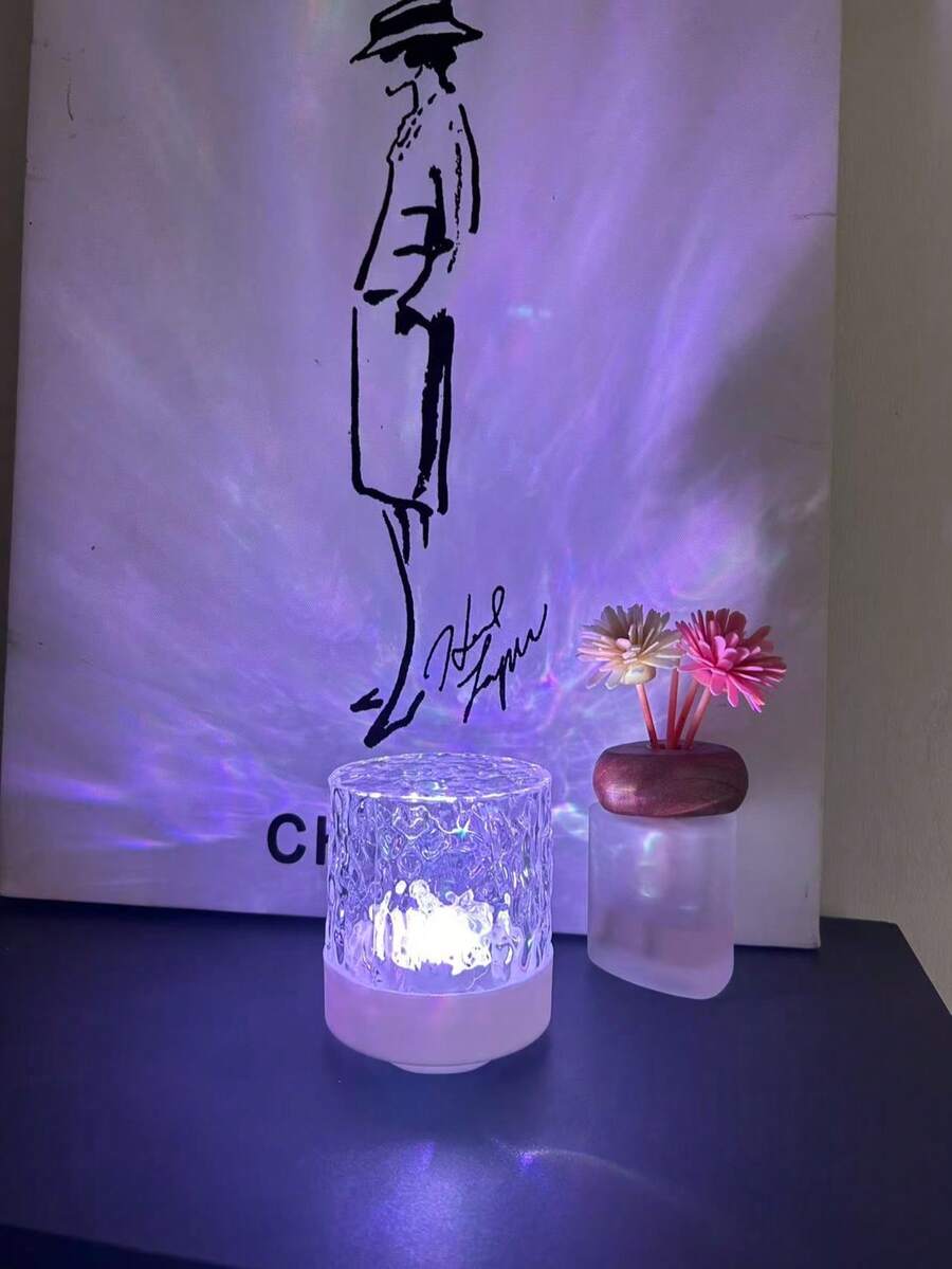 1pc 16-Color USB-Powered Wave Atmosphere Projection Lamp | Bedtime Night Lamp, With Remote Control, Ceiling Projection Lamp, Atmosphere Decoration Lamp, Perfect Romantic Gift For Christmas And Valentine's Day, - Multicolor - View 1
