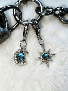 2 Móc treo túi hình mặt trăng sao thiên thể, móc khóa đá galaxy đính đá rhinestone, mặt treo móc khóa tôm màu bạc, phụ kiện vũ trụ dễ thương cho ba lô túi xách chìa khóa làm quà tặng - Nhiều màu - Xem 7