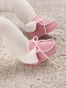 Winter 0-1 Year Old Infant Solid Color Warm Soft Sole Infant Boots - Pink - View 7