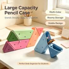 1pc 3D Triangle Pencil Case, Large Capacity Highly Attractive Pencil Case, Suitable For Stationery Storage, Pen Storage, Cosmetic Storage, Desktop Storage, School, Office, Home, Student Gift, Daily Gift - Multiple Styles - View 5