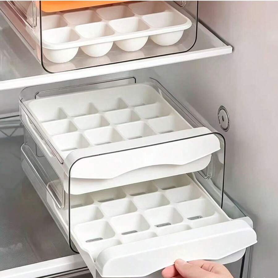 32-Grid Double-Layer Drawer-Style Transparent Egg Storage Box, Stackable Egg Organizer, Suitable For Home Refrigerator - Multicolor - View 1
