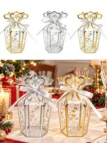 10/5/1pc Transparent Heat-Stamped Floral Vase Gift Box, Party Gift Box, PVC Party Gift Box, Chocolate Packaging Box, Wedding Candy Box, Birthday Party Gift Box, Creative Handheld Gift Box, Suitable For Wedding, Christmas, New Year Party Gift Packaging, Birthday Wedding Party Candy Box With Ribbon And Bead Decoration, Gift Bag, Chocolate Candy And Packaging Gift Box, Bridal Shower Celebration - Multicolor - View 2