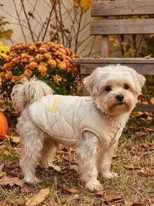 Custom Embroidered Quilted Dog Winter Vest, Fleece Lined Windproof Pet Coat With Back D-Ring, Warm Outdoor Apparel For Small Dogs, Ideal Pet Holiday & Birthday Gift - 1 Set - View 2