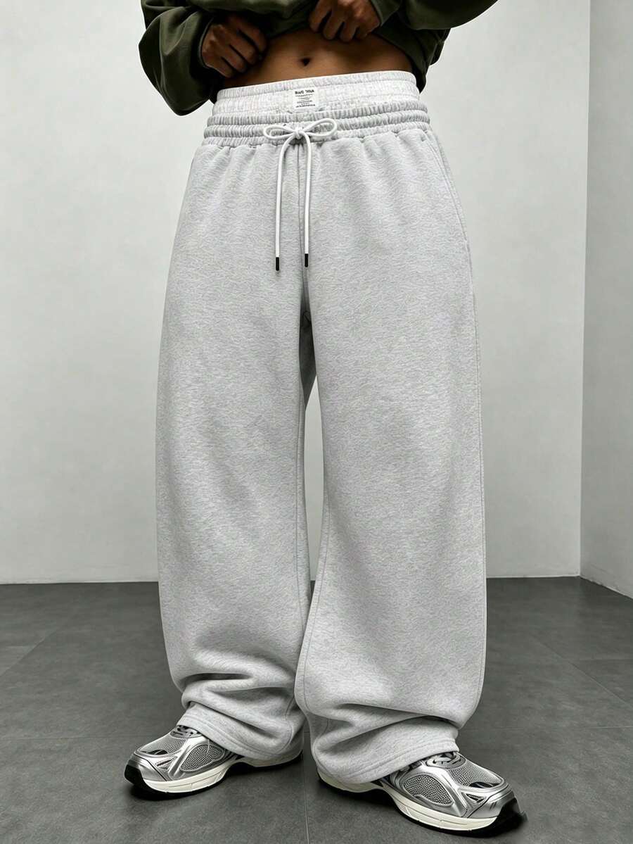 Men's Spring/Autumn Double Waistband Long Pants, Versatile Casual - Light Grey - View 1