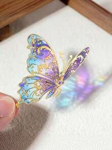 1pc Metal Translucent Butterfly Bookmark, Exquisite Hollow Colorful Creative Gift, Reading Page Clip Bookmark, Creative Souvenir, Gift For Best Friend - Multicolor - View 3