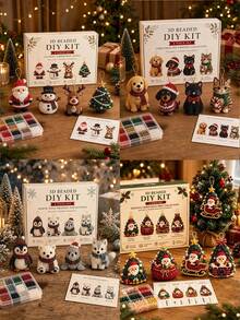 Christmas Bead Stringing Kit Set, Containing An Instruction Manual And A Set Of Handmade Materials. The Handmade Kit Is Suitable For Adults, Family Collaboration, Christmas Gifts, And Home Decorative Handcrafting. Handcrafting Set. - Sets - View 12