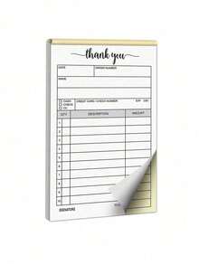 1 Pack Carbonless White & Yellow 2-Ply Receipt/Invoice Book, Suitable For Small Business Note Pads, Orders, Receipts, Invoices, For Business, School And Back To School - A - View 2