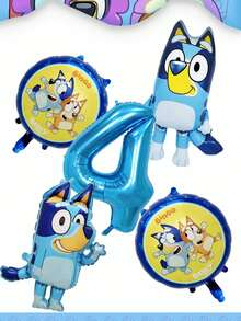 MASSDI Create A Vibrant Themed Party Decor With This All-Around Cartoon Dog Family Balloon Decoration Set, Including 1 Shiny Metallic Blue Number Foil Balloon To Mark Milestone Age - Multiple Styles - View 17