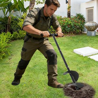 Juego de barrenas manuales para tierra, aireadores de suelo, esparcidores de fertilizante y clavadores de postes para jardín, barrena manual para tumbas de jardín, barrena manual para cultivo, taladro de tornillo para bombillas, flores, árboles, plantas jóvenes, macizos de flores, sombrillas